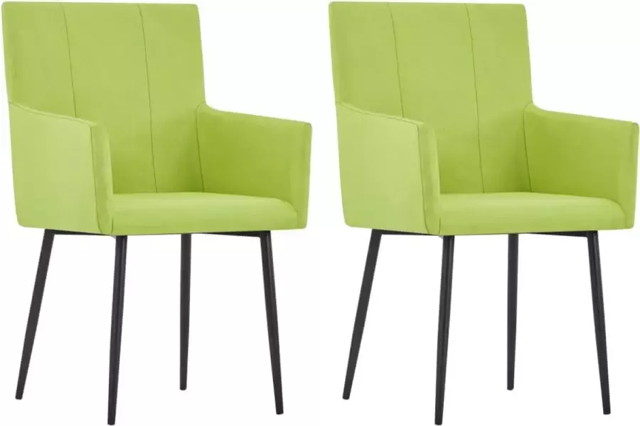 Medina Eetkamerstoelen met armleuningen 2 st stof groen