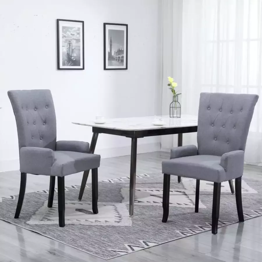 Medina Eetkamerstoelen met armleuningen 2 st stof lichtgrijs