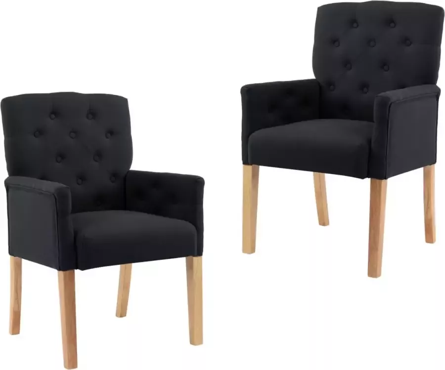 Medina Eetkamerstoelen met armleuningen 2 st stof zwart