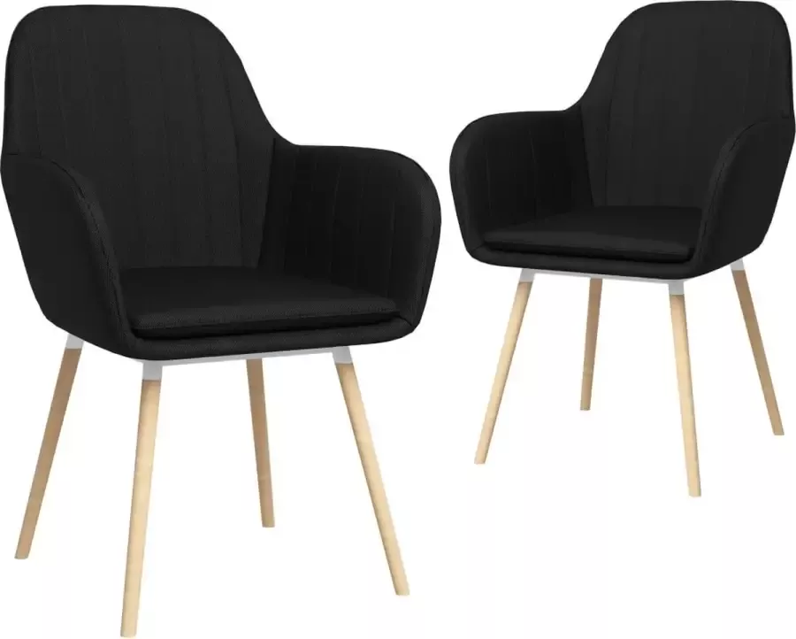 Medina Eetkamerstoelen met armleuningen 2 st stof zwart