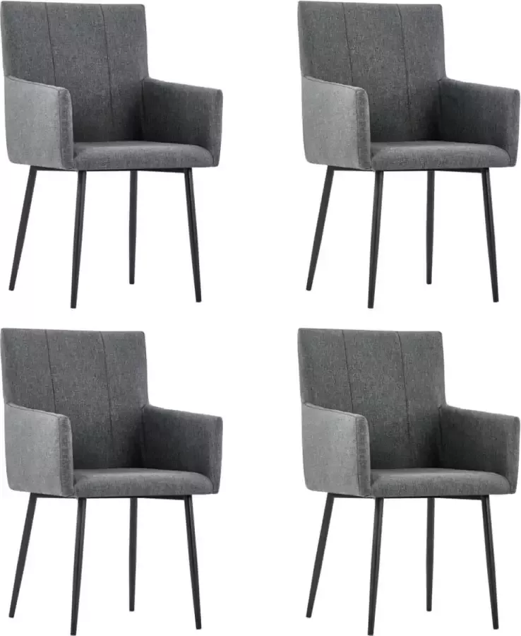 Medina Eetkamerstoelen met armleuningen 4 st stof donkergrijs