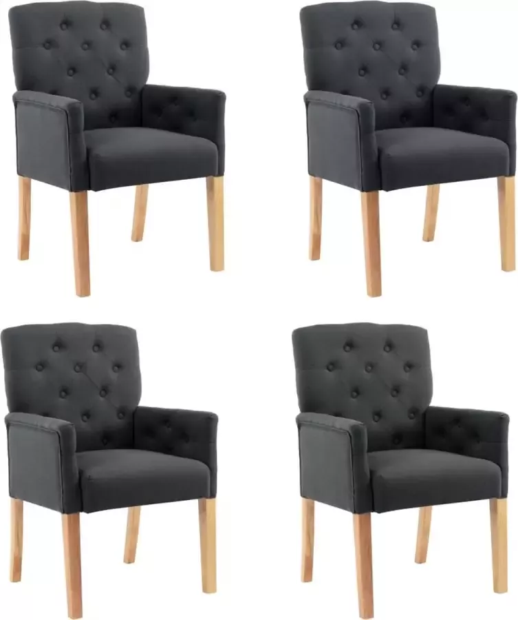 Medina Eetkamerstoelen met armleuningen 4 st stof grijs