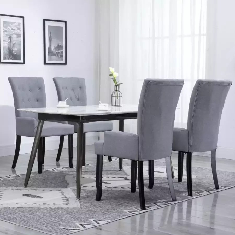 Medina Eetkamerstoelen met armleuningen 4 st stof lichtgrijs