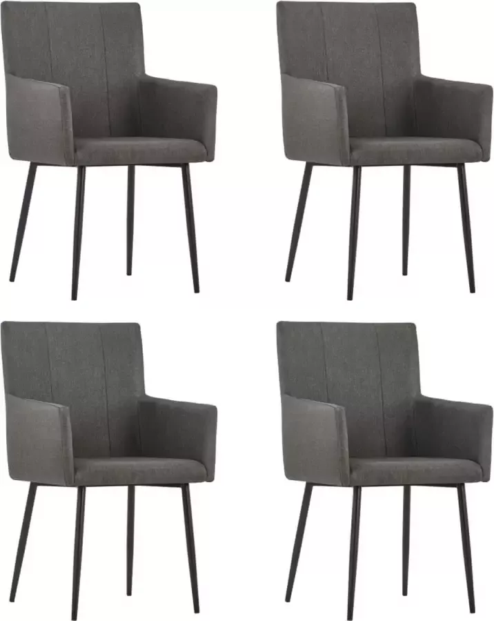 Medina Eetkamerstoelen met armleuningen 4 st stof taupe