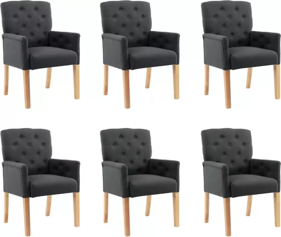 medina Eetkamerstoelen met armleuningen 6 st stof grijs