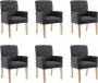 Medina Eetkamerstoelen met armleuningen 6 st stof grijs - Thumbnail 5