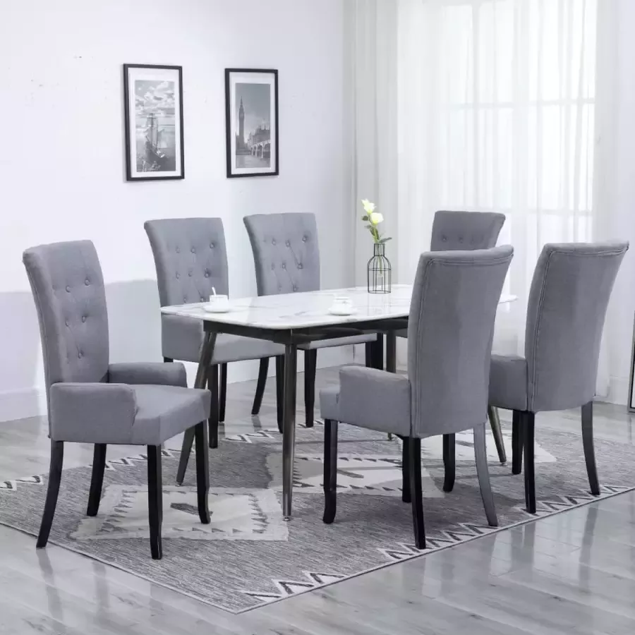Medina Eetkamerstoelen met armleuningen 6 st stof lichtgrijs