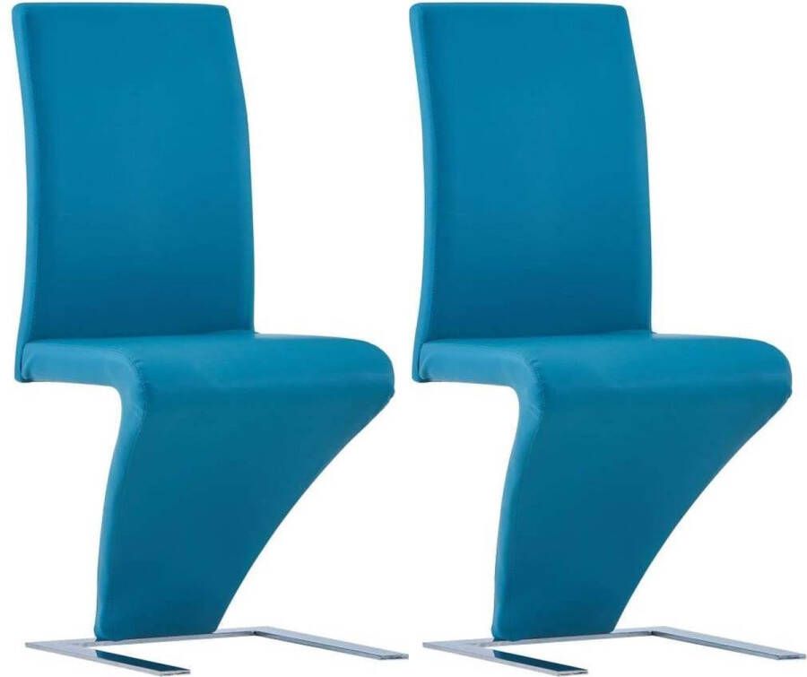 medina Eetkamerstoelen met zigzag-vorm 2 st kunstleer blauw