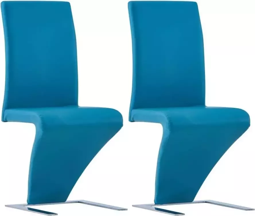 Medina Eetkamerstoelen met zigzag-vorm 2 st kunstleer blauw