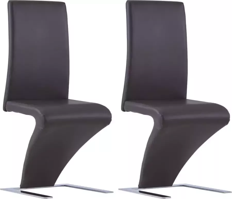 medina Eetkamerstoelen met zigzag-vorm 2 st kunstleer bruin