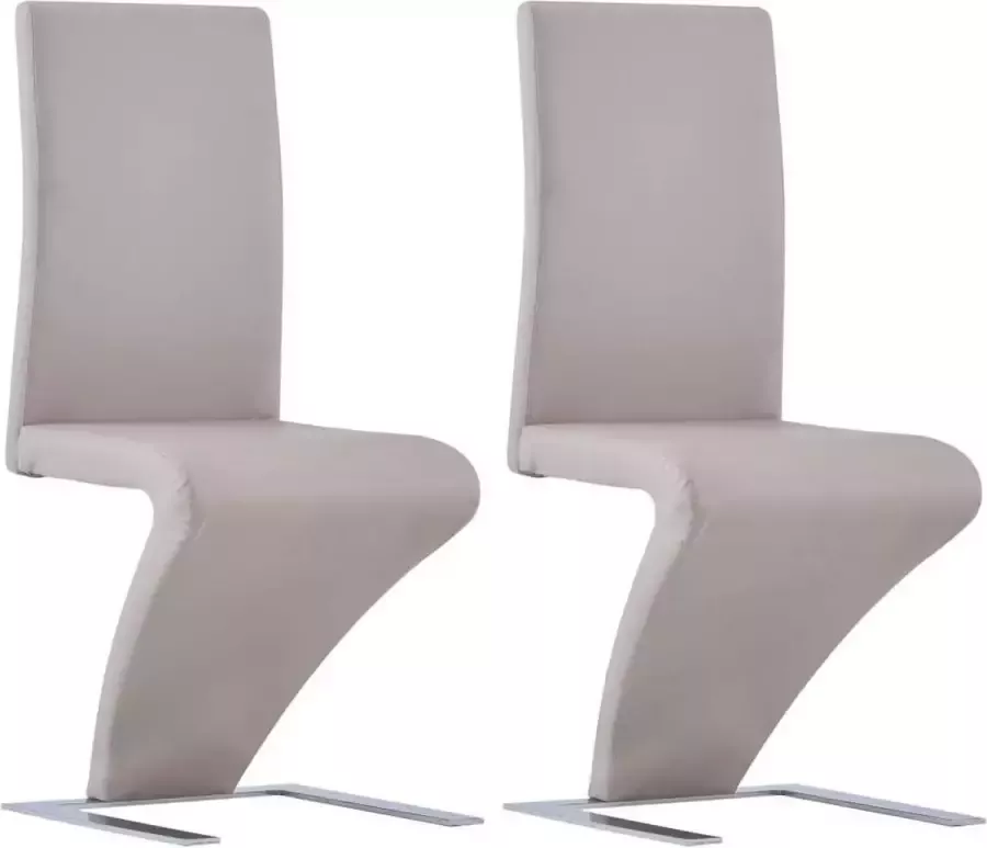 Medina Eetkamerstoelen met zigzag-vorm 2 st kunstleer cappuccino