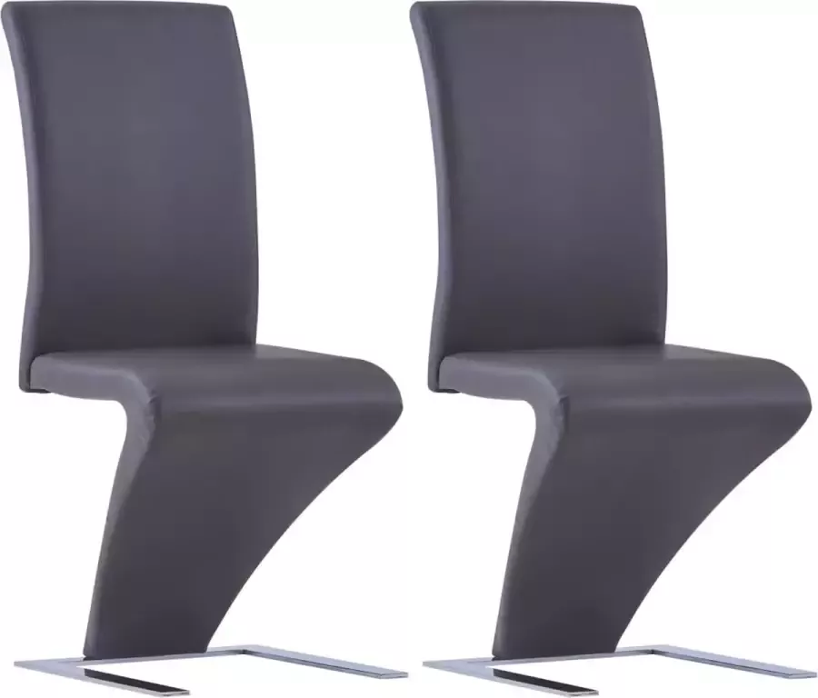 Medina Eetkamerstoelen met zigzag-vorm 2 st kunstleer grijs