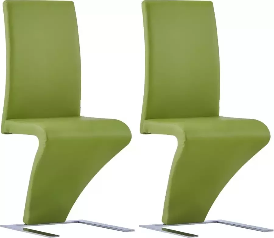 Medina Eetkamerstoelen met zigzag-vorm 2 st kunstleer groen