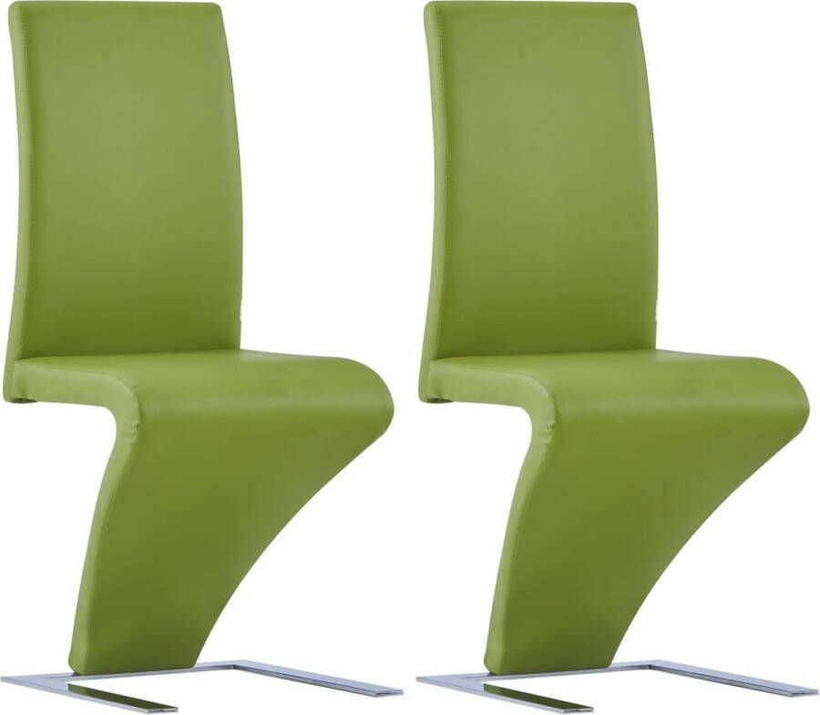 Medina Eetkamerstoelen met zigzag-vorm 2 st kunstleer groen