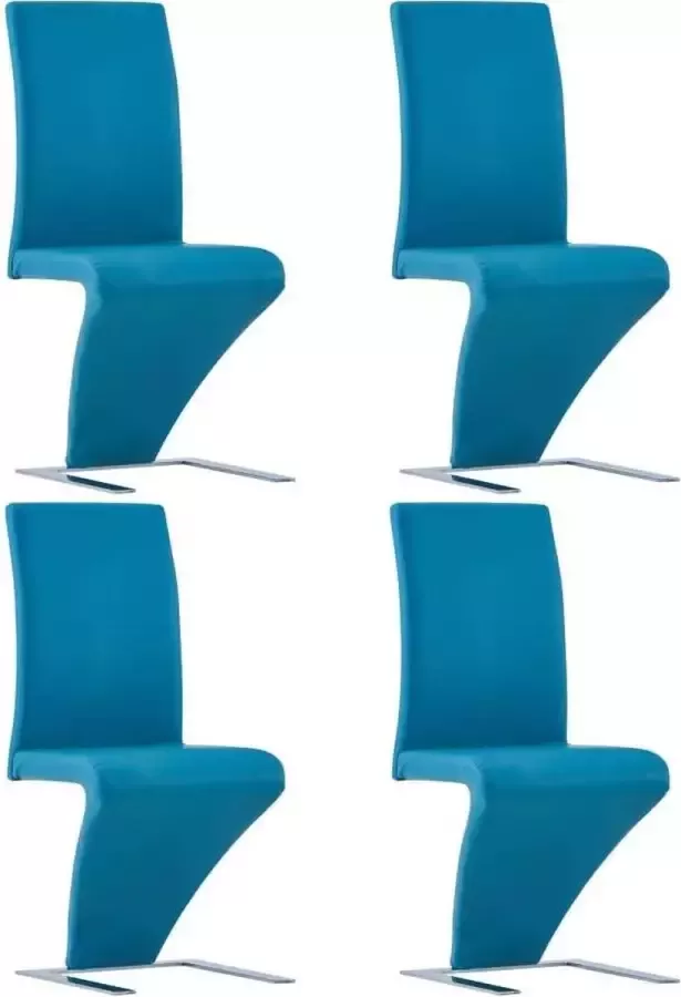 Medina Eetkamerstoelen met zigzag-vorm 4 st kunstleer blauw