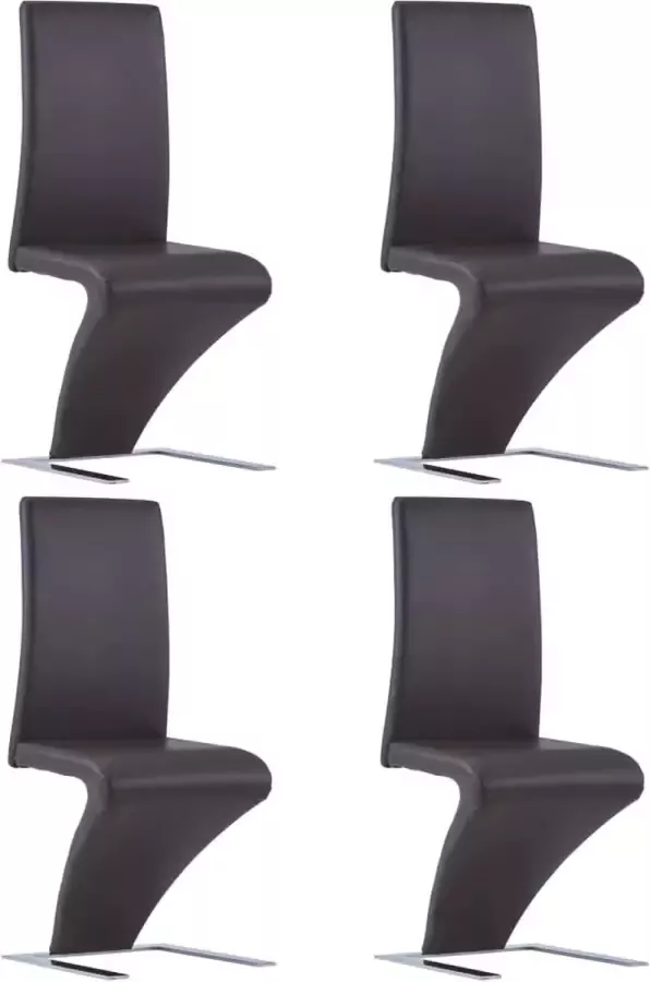 Medina Eetkamerstoelen met zigzag-vorm 4 st kunstleer bruin