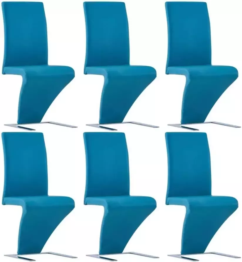 Medina Eetkamerstoelen met zigzag-vorm 6 st kunstleer blauw