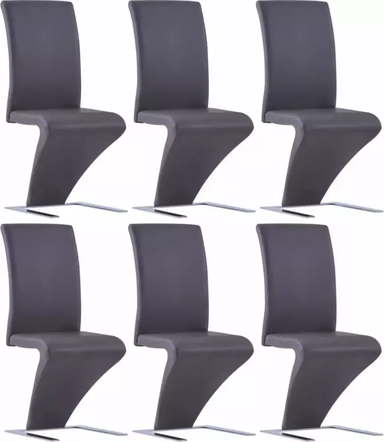 Medina Eetkamerstoelen met zigzag-vorm 6 st kunstleer grijs