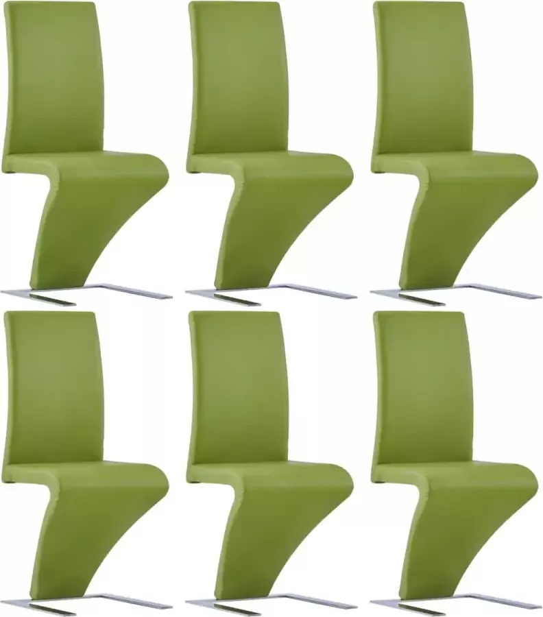Medina Eetkamerstoelen met zigzag-vorm 6 st kunstleer groen