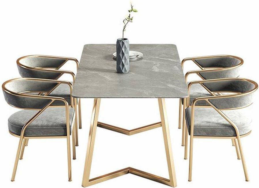 Medina Eettafel Modern Gesinterd steen & Goud 120 cm Rechte poten
