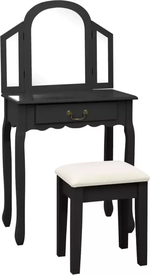 Medina Kaptafel met kruk 65x36x128 cm paulowniahout MDF zwart