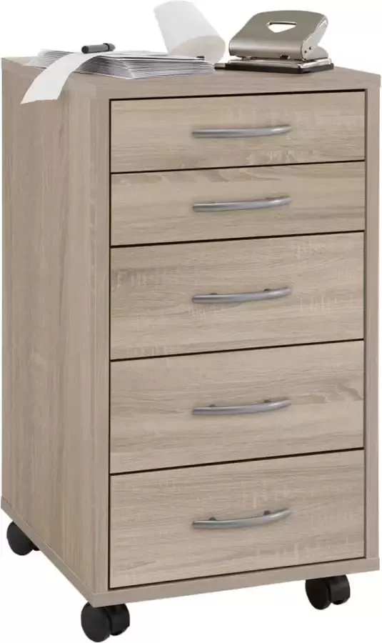 Medina Ladekast met 5 lades verplaatsbaar eikenkleurig