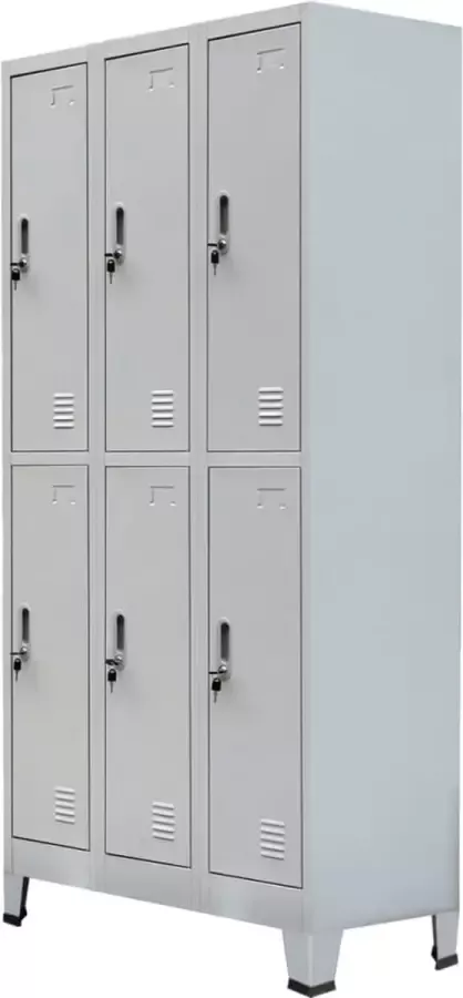 Medina Lockerkast met 6 vakken 90x45x180 cm staal grijs