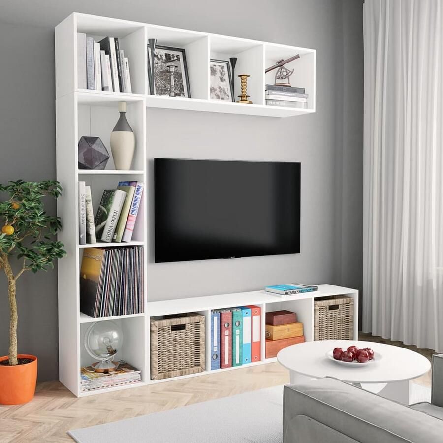 VidaXL -3-delige-Boekenkast- tv-meubelset-180x30x180-cm-wit - Foto 2