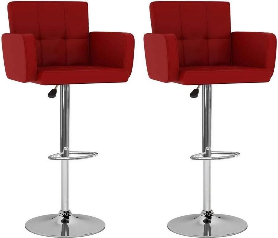 Medina Barkrukken 2 st kunstleer wijnrood