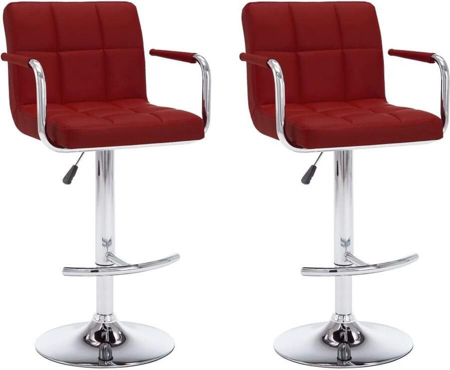 Medina Barkrukken 2 st kunstleer wijnrood