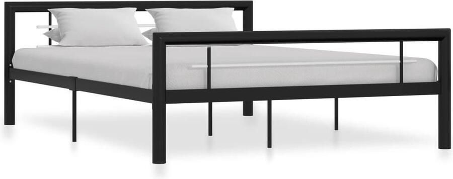 Medina Bedframe metaal zwart en wit 140x200 cm