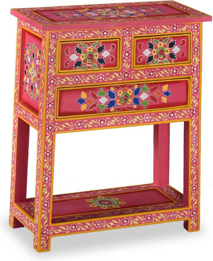 Medina Dressoir met lades handgeschilderd massief mangohout roze
