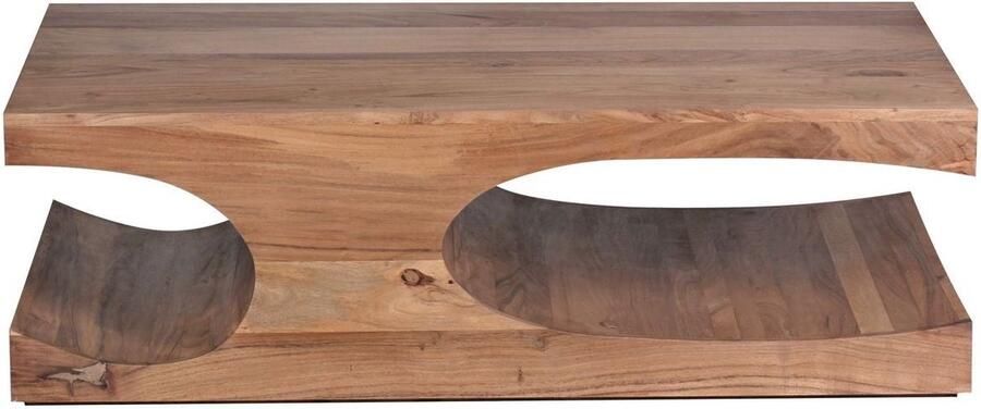 Medina Home Reston Salontafel Massief Houten Salontafel Opbergvakken Acacia Hout Bruin