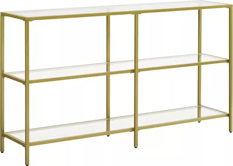 medina Nancy's Granada Consoletafel Sidetable 3 Niveaus Gehard Glas Metaal Goud 130 x 30 x 73.3 cm