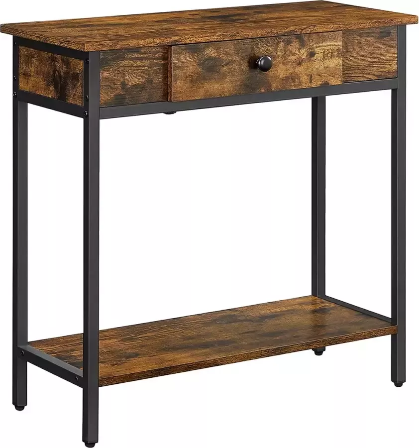 medina Nancy's Grand Manan Consoletafel Sidetable 2 Niveaus 1 Lade Industrieel Bewerkt Hout 70 x 30 x 70 cm