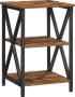 Medina Nancy's Grandview Bijzettafel Nachtkastje 3 Niveaus Industrieel Vintage Bruin Zwart Bewerkt Hout Metaal 40 x 40 x 60 cm - Thumbnail 1