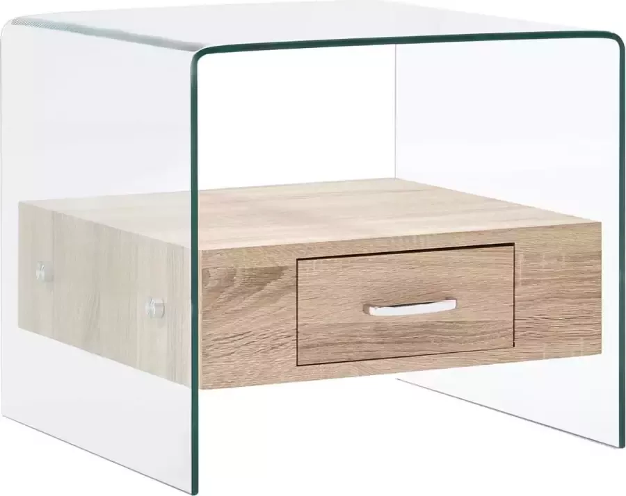 Medina Salontafel met lade 50x50x45 cm gehard glas