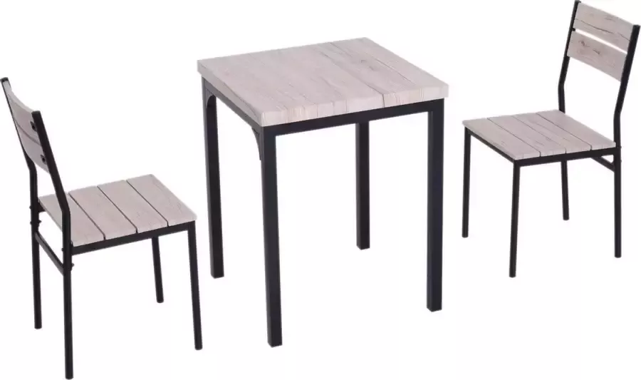 Medina Stillwater Eettafelset 3-Delig 1 Eettafel 2 Eetkamerstoelen MDF Metaal Houtlook Zwart