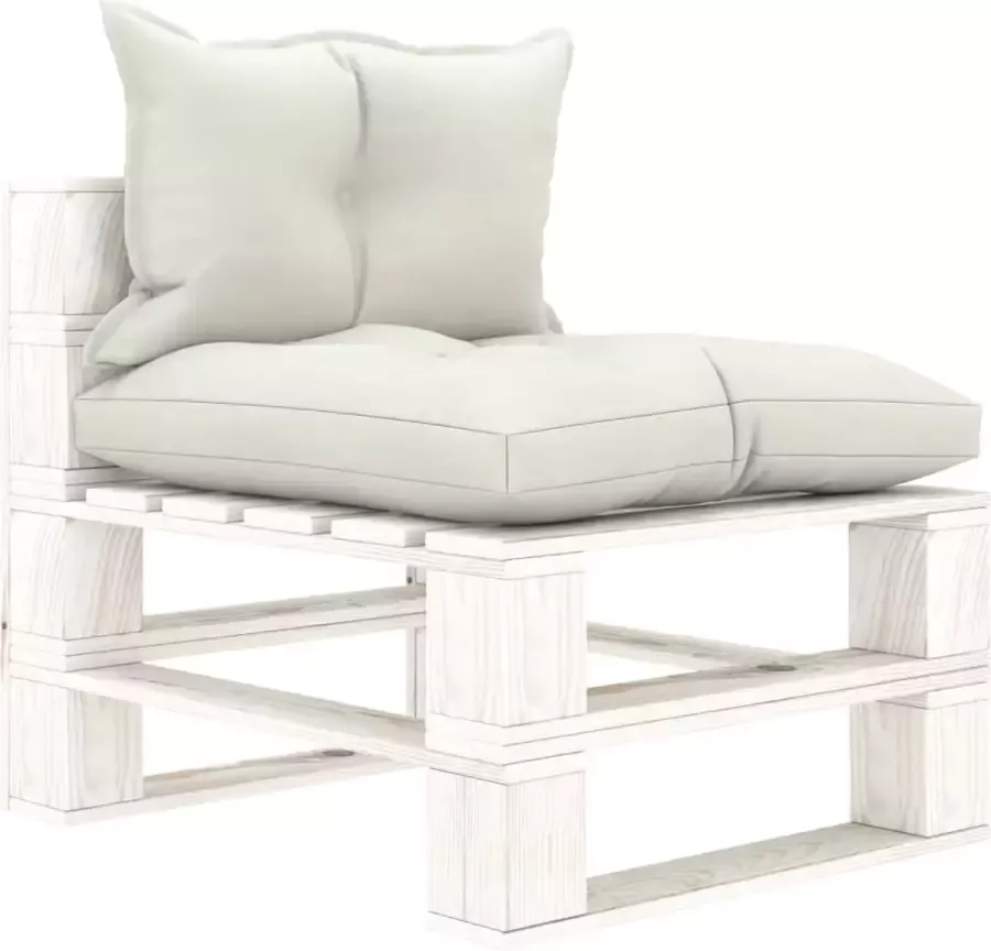 Medina Tuinmiddenbank met beige kussens pallet hout