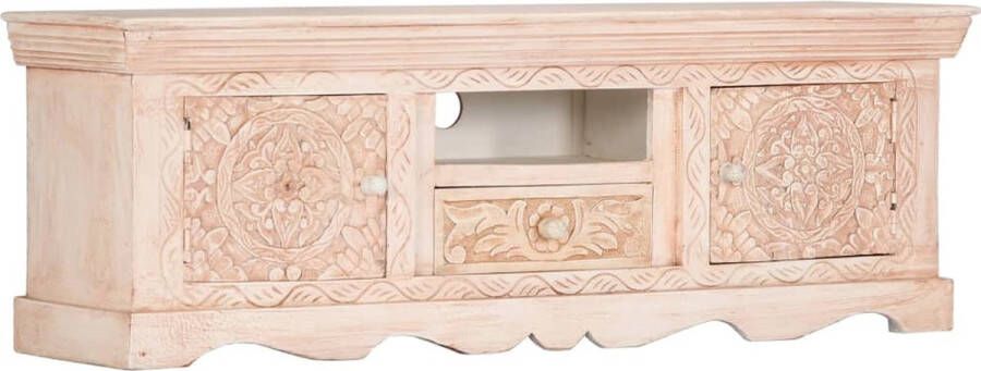 medina Tv-meubel 120x30x40 cm massief mangohout wit