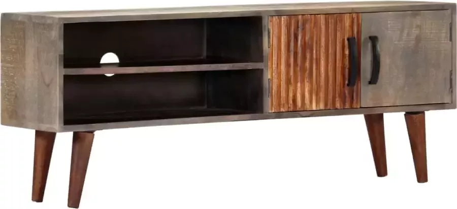 medina Tv-meubel 130x30x46 cm massief ruw mangohout grijs