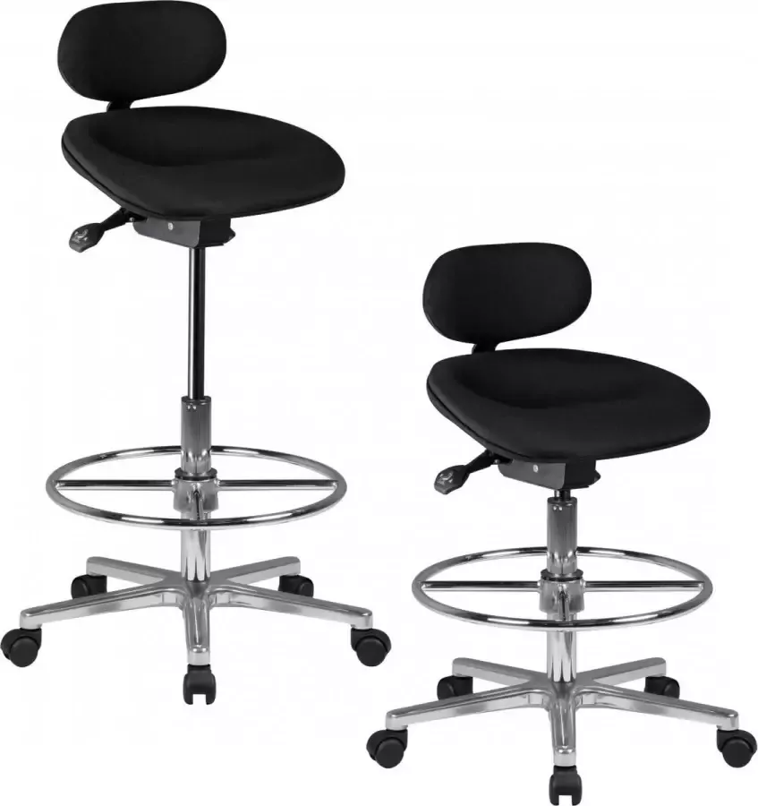 Medina Verstelbare Kruk Draaikruk Werkkruk Draaibare Kruk Stoffen Bekleding Hoogte Verstelbare Kruk Zwart