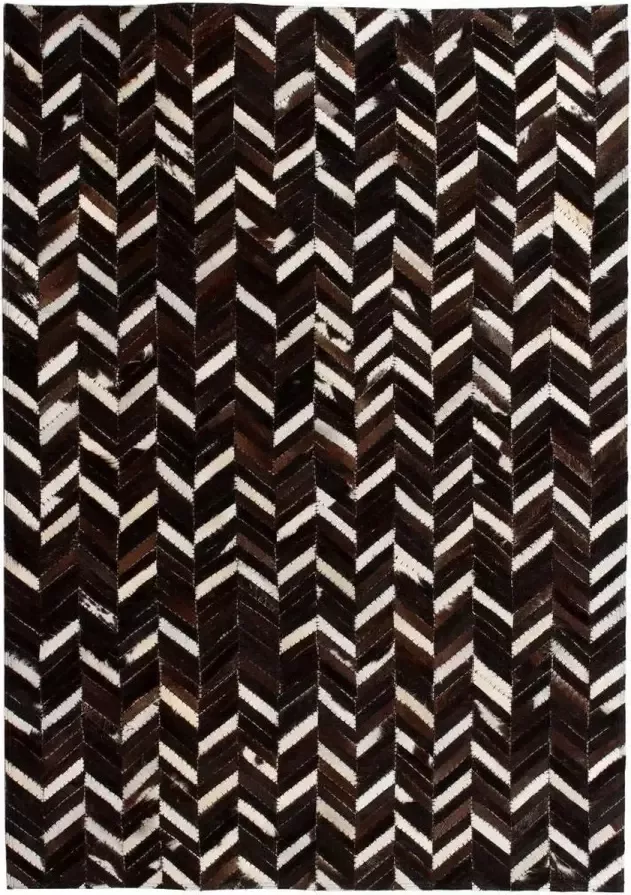 Medina Vloerkleed chevron patchwork 120x170 cm echt leer zwart wit