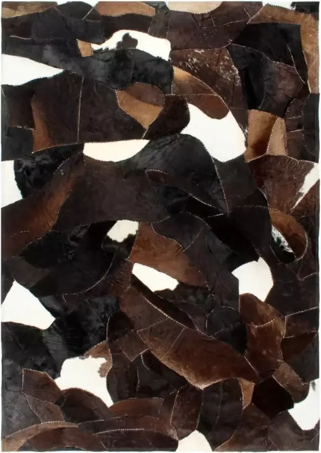 Medina Vloerkleed patchwork 120x170 cm echt harig leer zwart wit bruin