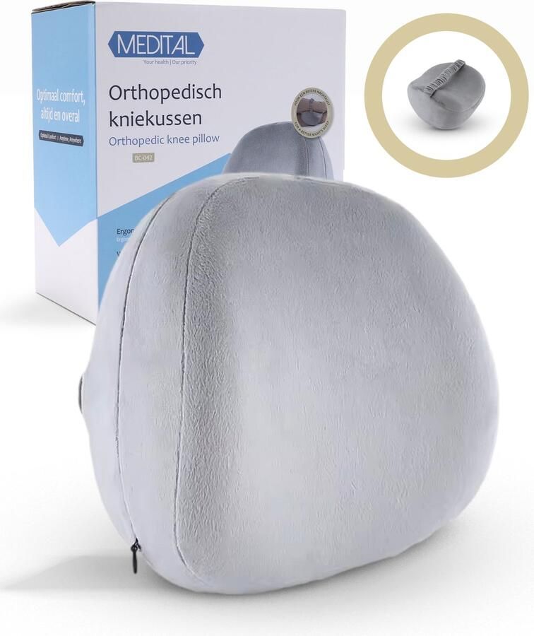 Medital Kniekussen Voor In Bed Zijslapers Zijslaapkussen Volwassenen Beenkussen Zijslaper Schootkussen Orthopedisch Grijs 2025 Model
