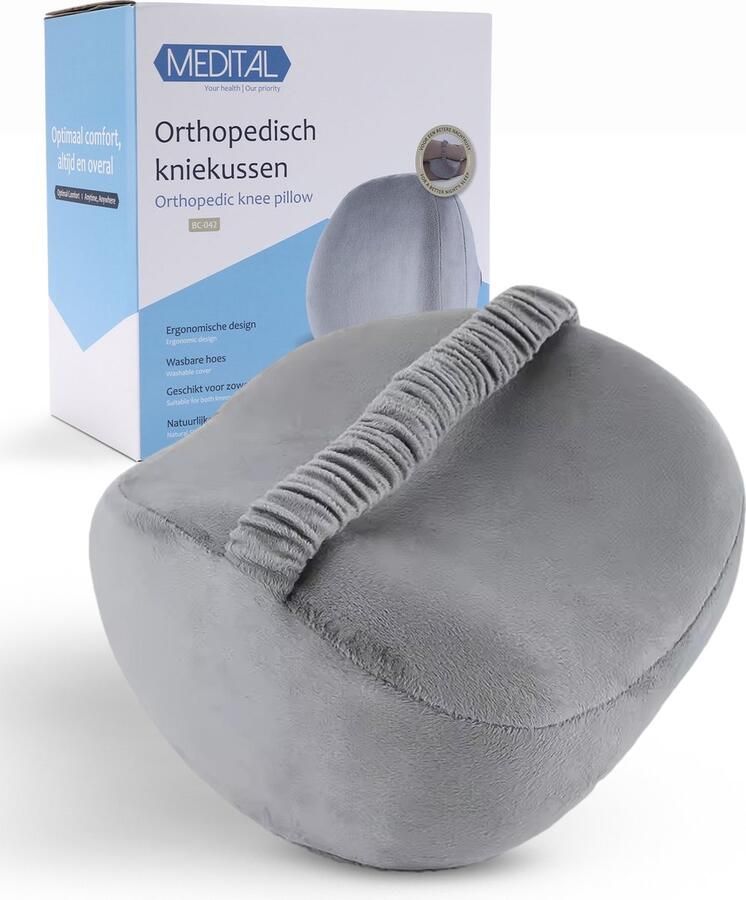 Medital Kniekussen Voor In Bed Zijslapers Zijslaapkussen Volwassenen Beenkussen Zijslaper Schootkussen Orthopedisch Grijs 2025 Model - Foto 2