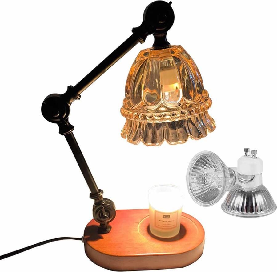 Meedeer Candle Warmer-Kaars Warmer Lamp- Met Timer en Dimmer-Traploos dimbaar-Met twee gloeilampen-Aanpasbare richting-Elektrische Kaarsverwarmer Lamp-Vintage Kaarsverwarmer voor Huis-Slaapkamer-Bedrijfspanden-Decoratie -Verjaardag-Cadeau-Kado