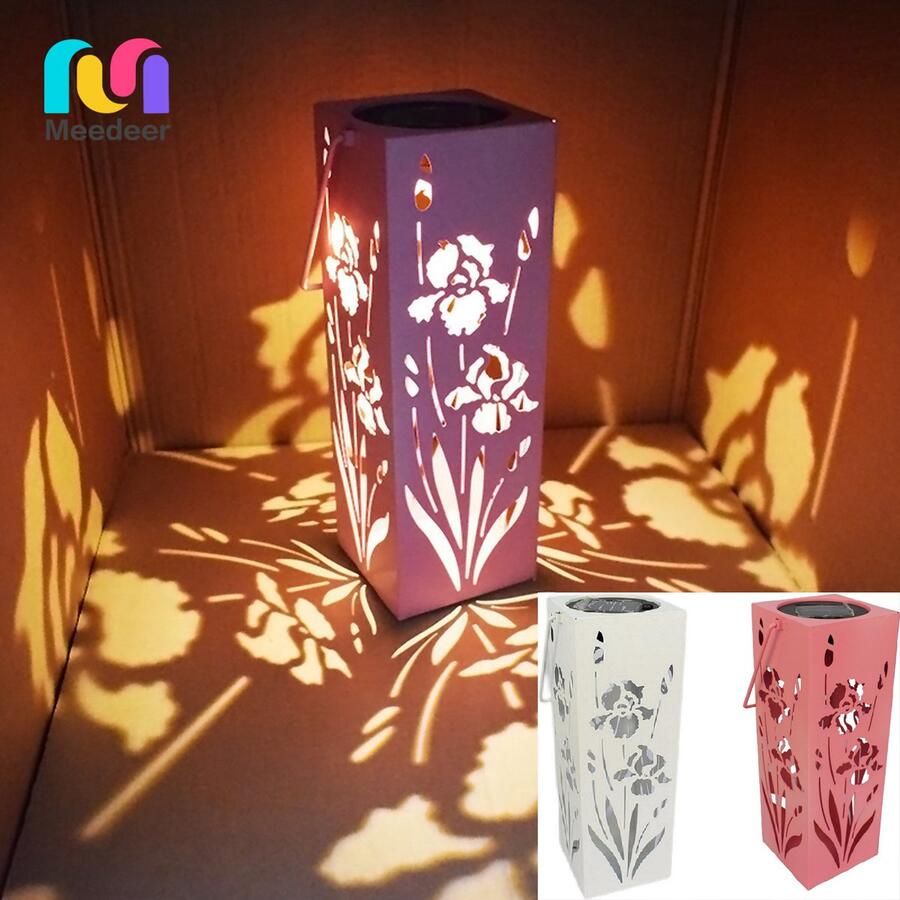 Meedeer Solar Tafel Buitenlampen(2stuks)- Solar Tuinverlichting Zonne Energie met Schaduweffecten tafellampen voor buiten-Solar Lamp Tuin- Tuinverlichting Led Buiten ophangen – Lantaarn voor Buiten Witte Bloemen & Roze Bloemen