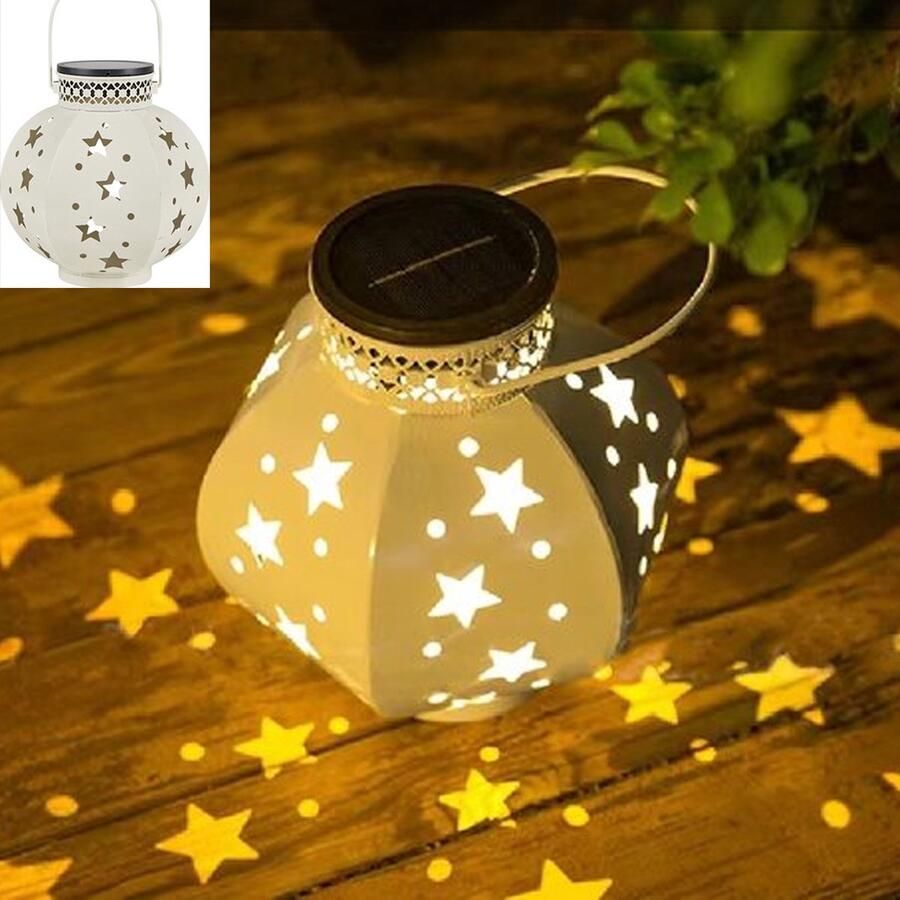Meedeer Solar Tuinlamp op zonne-energie voor buiten Solar Hangende Lantaarn (Kleur:Wit) metaal -lantaarn led tuinverlichting IP65 waterdicht vintage hangend balkon decoratie voor buiten patio terras muur tafel warm wit