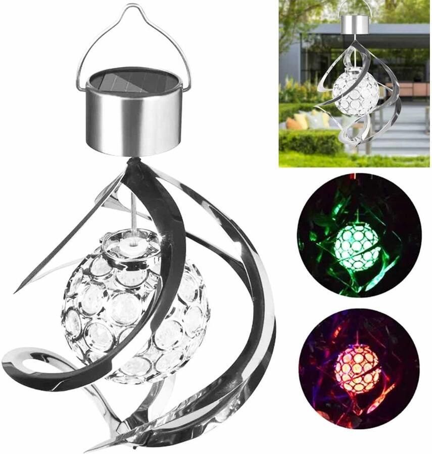 Meedeer Tuinverlichting op zonne energie-Solar Tuinverlichting-Solar Diamanten Buitenlamp-windgongen -tafellampen voor buiten -Solar Lamp Tuin- Tuinverlichting Led Buiten ophangen – Lantaarn Windlicht op Zonneenergie Lantaarn voor Buiten- RGB